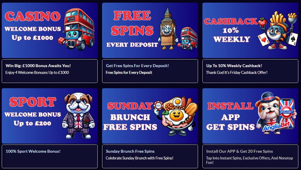 Angliabet Casino Bonuses